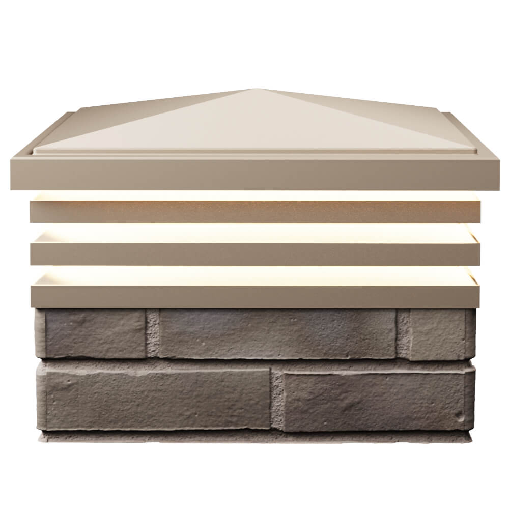 Колпак Zking Бона ХайТек Бежевый на столб 1.5х1.5 кирпича (385х385мм) с подсветкой в Магнитогорске фото