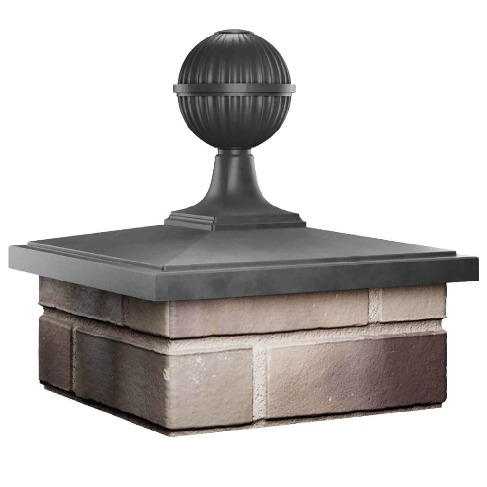 Колпак Zking БонаМоно Серый с шаром на столб 1.5х1.5 кирпича (385х385, 400х400мм) в сборе в Магнитогорске фото