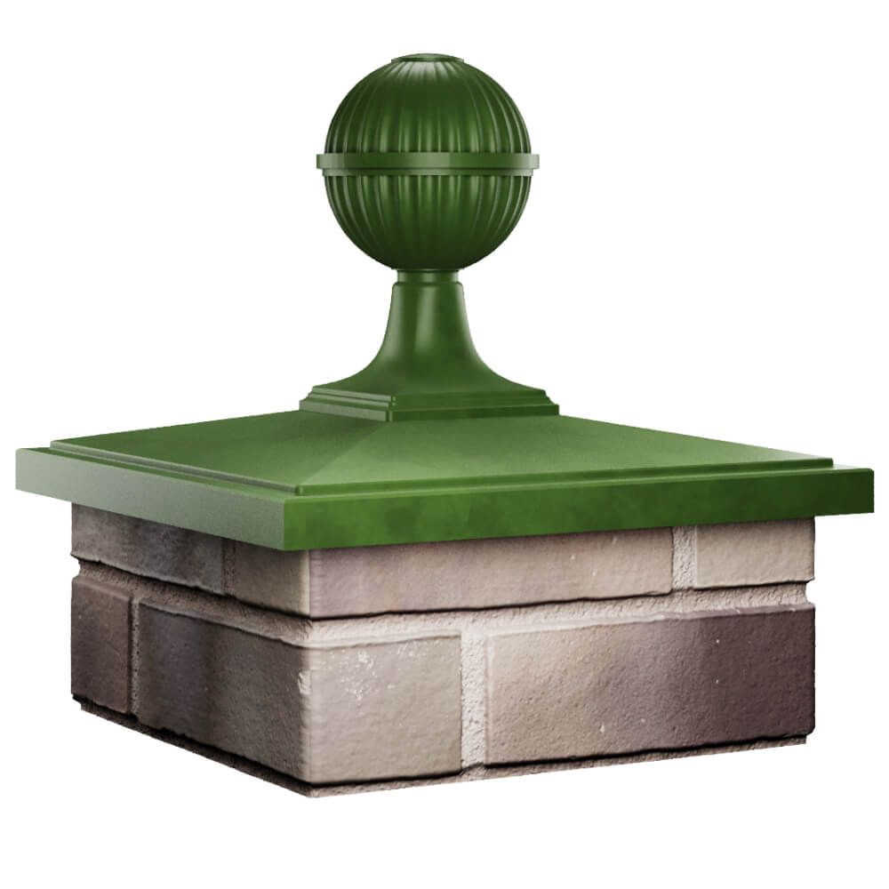 Колпак Zking БонаМоно Зеленый с шаром на столб 1.5х1.5 кирпича (385х385, 400х400мм) в сборе в Магнитогорске фото