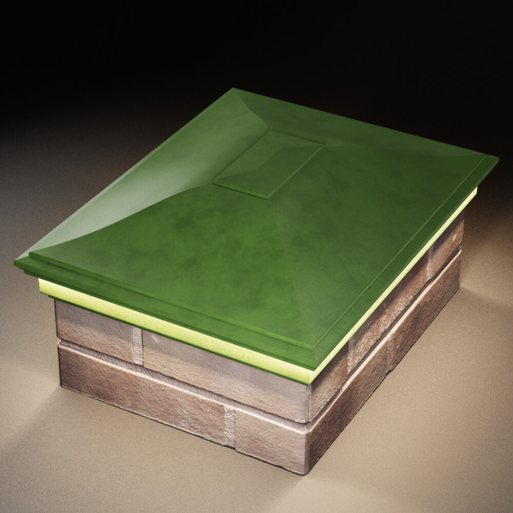 Колпак Zking Монблан Зеленый на столб 2х1.5 кирпича (515х385мм) c подсветкой в Магнитогорске фото