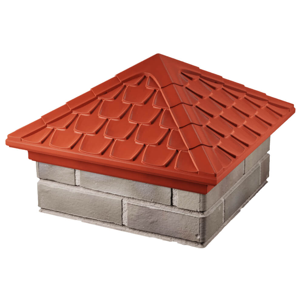 Колпак Zking Эльбрус Красный на столб 1.5х1.5 кирпича (385х385мм) в Магнитогорске фото