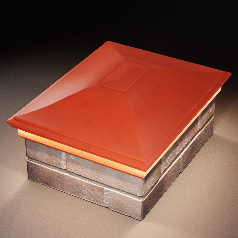 Колпак Zking Монблан Красный на столб 2х1.5 кирпича (515х385мм) c подсветкой в Магнитогорске фото