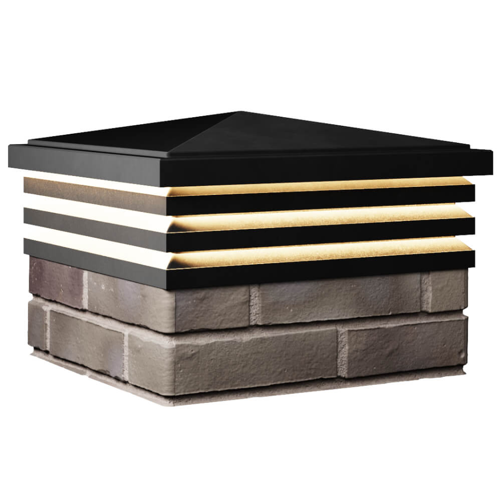 Колпак Zking Бона ХайТек Черный на столб 1.5х1.5 кирпича (385х385мм) с подсветкой в Магнитогорске фото