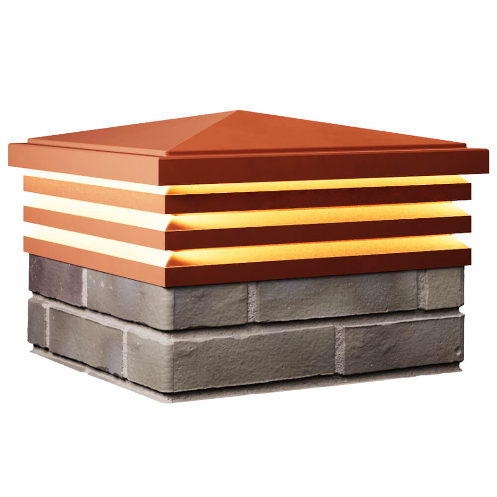 Колпак Zking Бона ХайТек Красный на столб 1.5х1.5 кирпича (385х385мм) с подсветкой в Магнитогорске фото