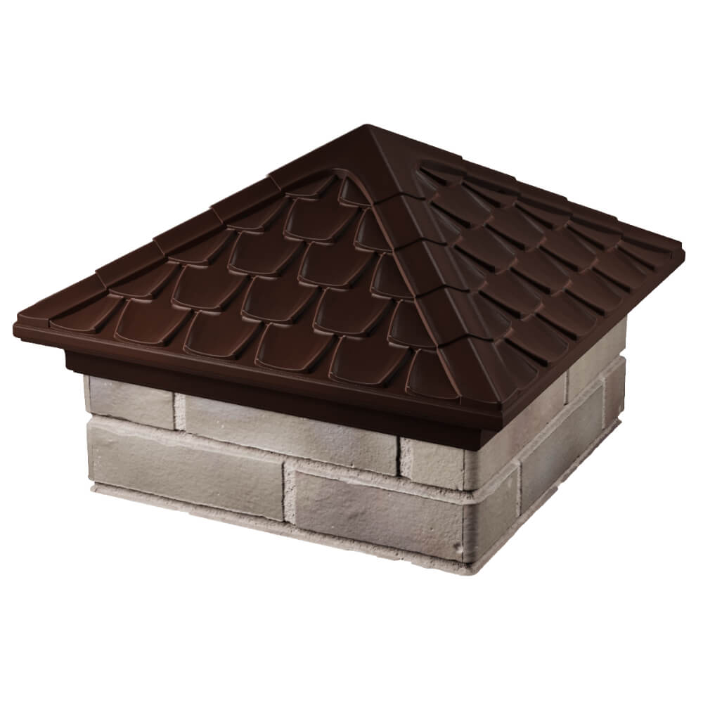 Колпак Zking Эльбрус Коричневый на столб 1.5х1.5 кирпича (385х385мм) в Магнитогорске фото