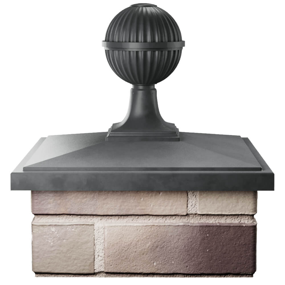 Колпак Zking БонаМоно Серый с шаром на столб 1.5х1.5 кирпича (385х385, 400х400мм) в сборе Магнитогорск фото