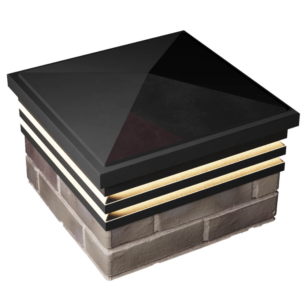 Колпак Zking Бона ХайТек Черный на столб 1.5х1.5 кирпича (385х385мм) с подсветкой в Магнитогорске фото