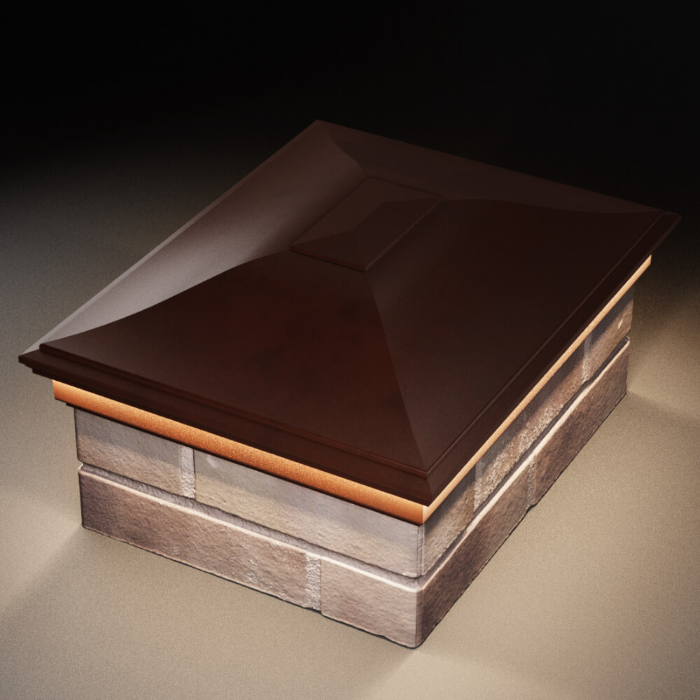 Колпак Zking Монблан Коричневый на столб 2х1.5 кирпича (515х385мм) c подсветкой в Магнитогорске фото