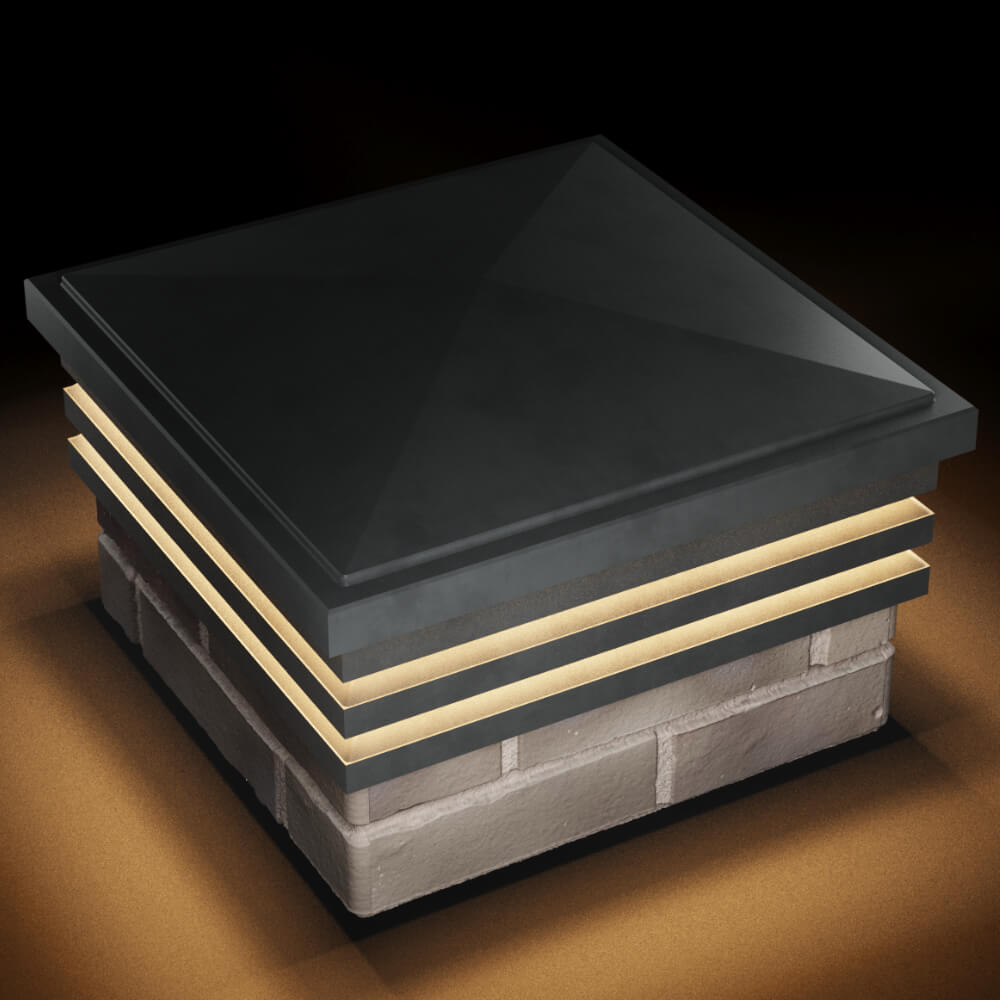 Колпак Zking Бона ХайТек Серый на столб 1.5х1.5 кирпича (385х385мм) с подсветкой в Магнитогорске фото