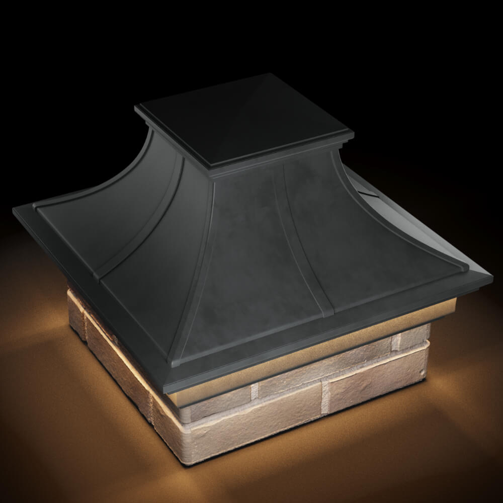 Колпак Zking Монблан Премиум Серый на столб 1.5х1.5 кирпича (385х385мм) с подсветкой в Магнитогорске фото