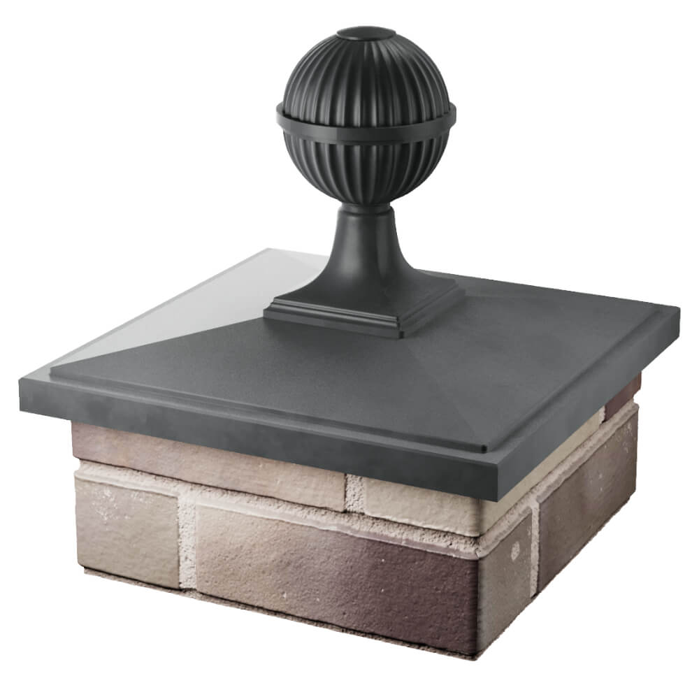 Колпак Zking БонаМоно Серый с шаром на столб 1.5х1.5 кирпича (385х385, 400х400мм) в сборе в Магнитогорске фото