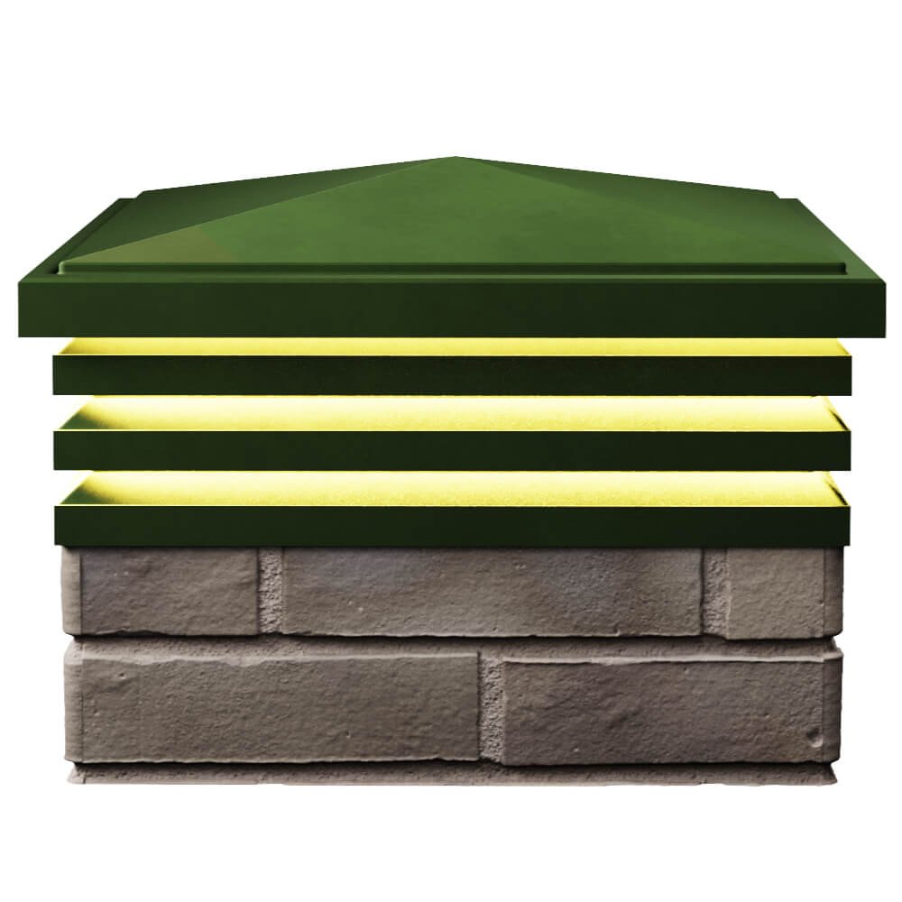 Колпак Zking Бона ХайТек Зеленый на столб 1.5х1.5 кирпича (385х385мм) с подсветкой в Магнитогорске фото