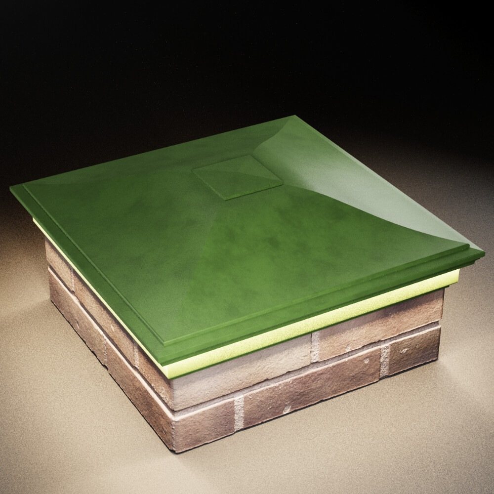 Колпак Zking Монблан Зеленый на столб 2х2 кирпича (515х515мм) c подсветкой в Магнитогорске фото