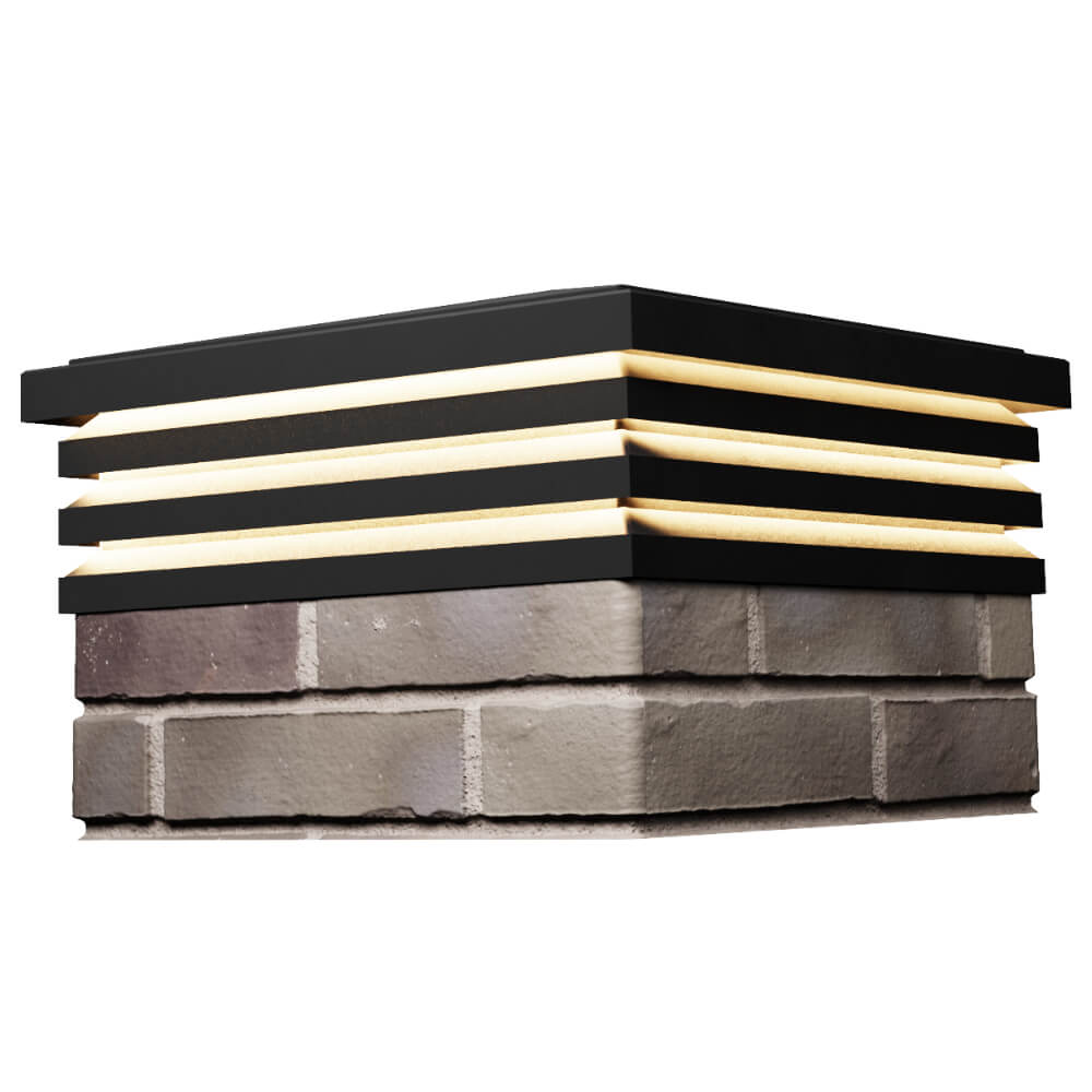 Колпак Zking Бона ХайТек Черный на столб 1.5х1.5 кирпича (385х385мм) с подсветкой в Магнитогорске фото