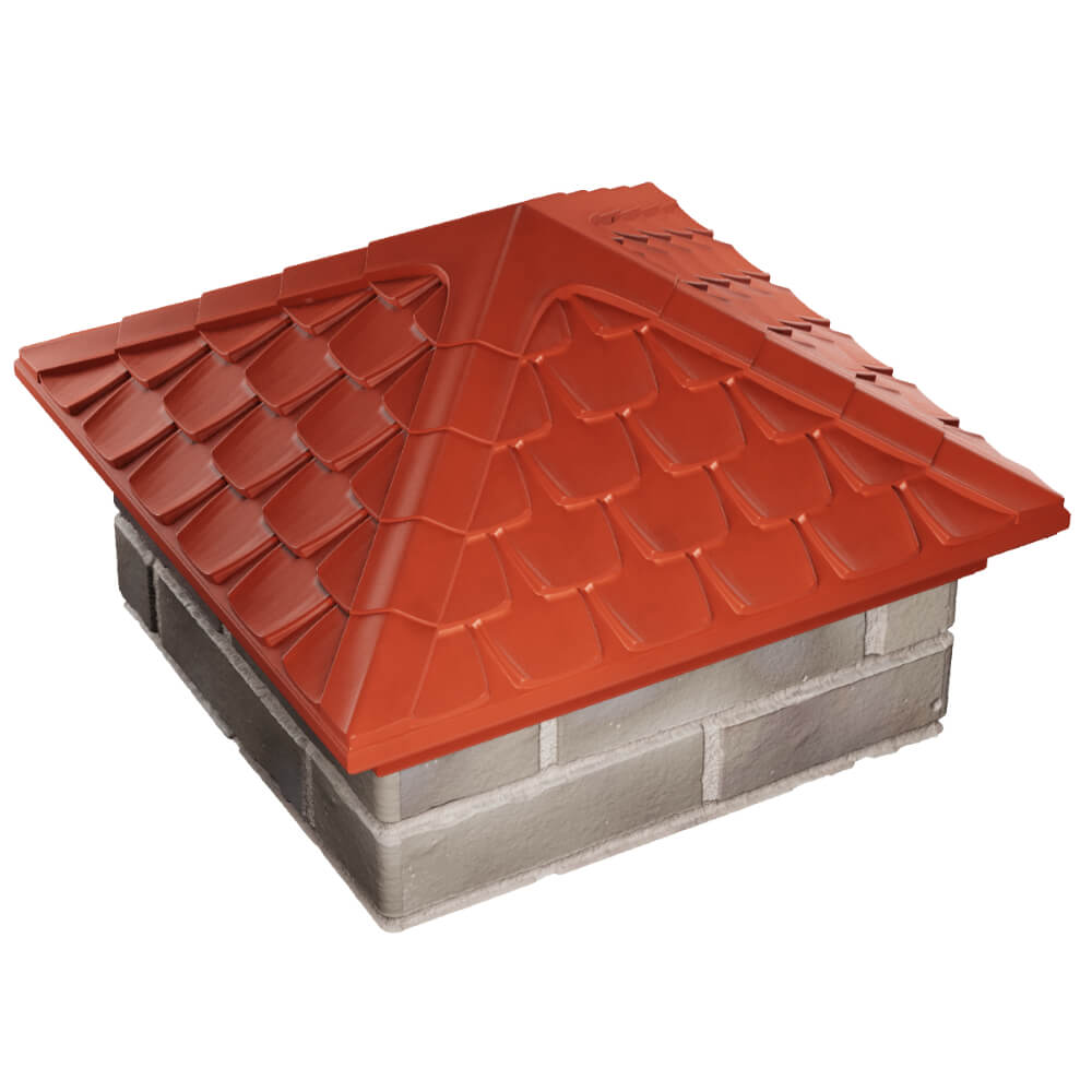 Колпак Zking Эльбрус Красный на столб 1.5х1.5 кирпича (385х385мм) в Магнитогорске фото