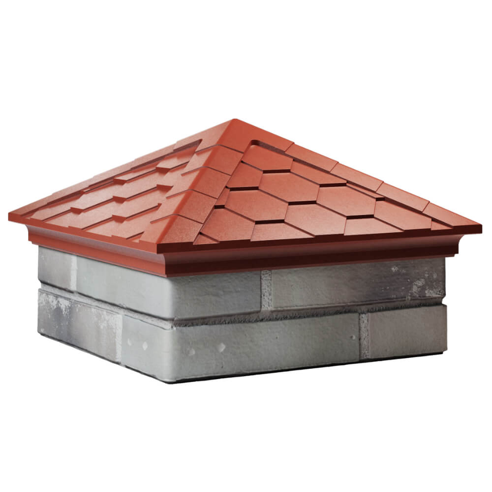 Колпак Zking Эверест Красный на столб 1.5х1.5 кирпича (390х390мм) в Магнитогорске фото