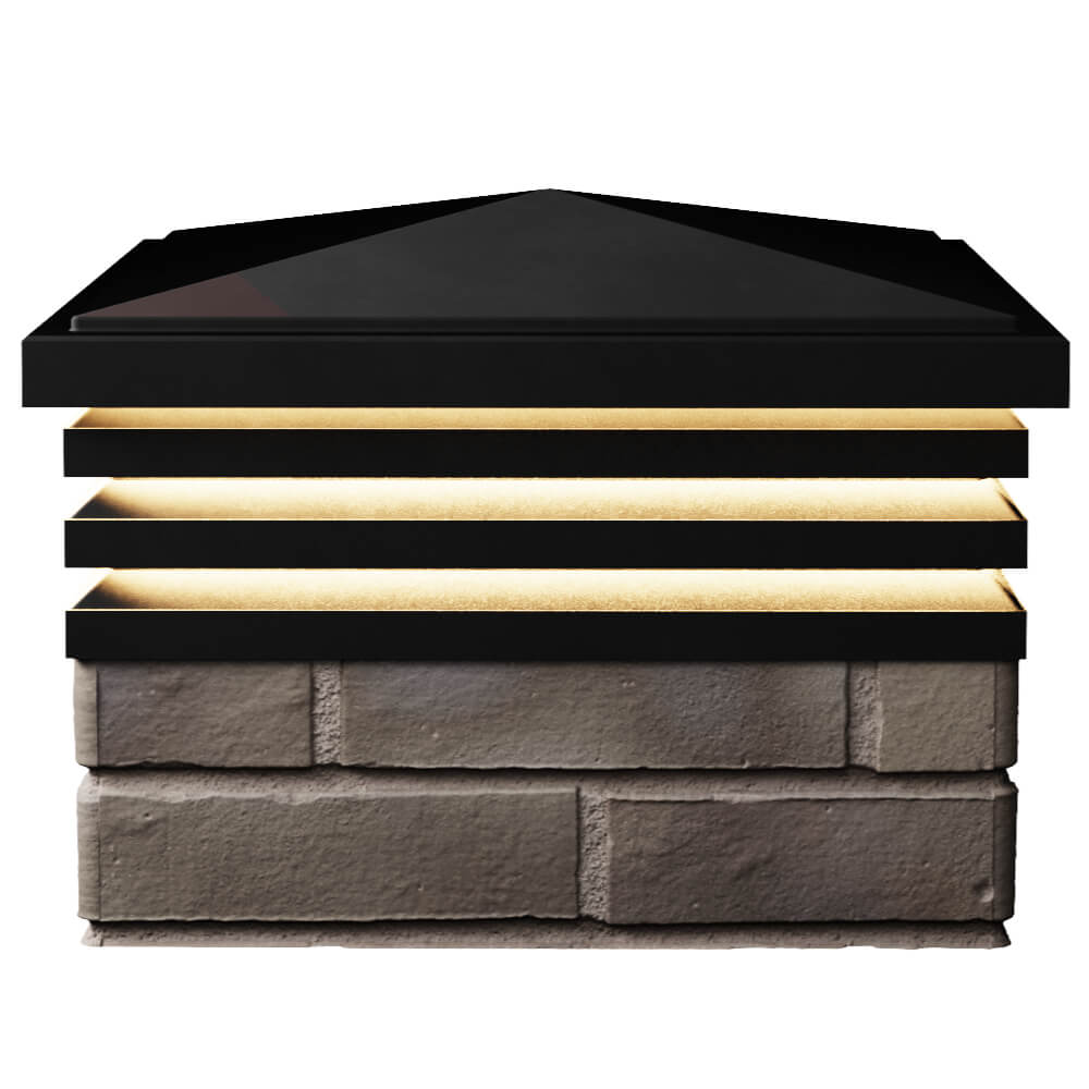 Колпак Zking Бона ХайТек Черный на столб 1.5х1.5 кирпича (385х385мм) с подсветкой в Магнитогорске фото