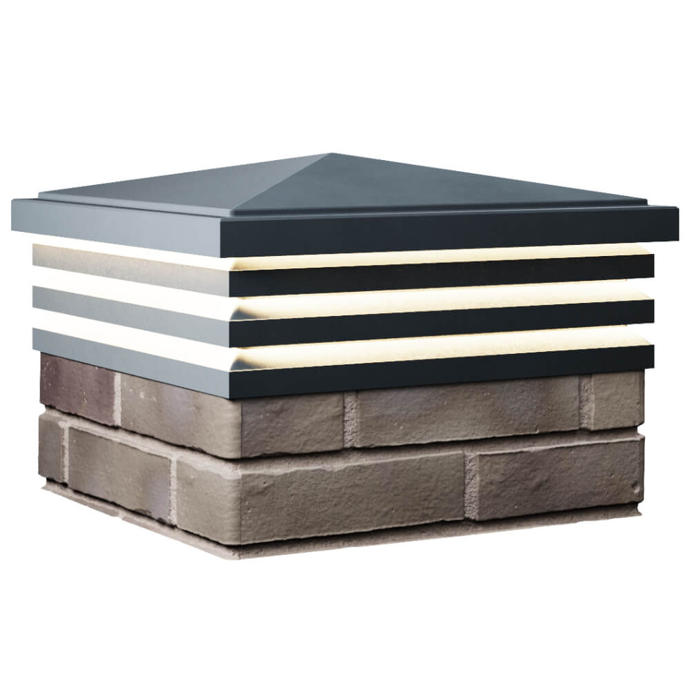 Колпак Zking Бона ХайТек Серый на столб 1.5х1.5 кирпича (385х385мм) с подсветкой в Магнитогорске фото