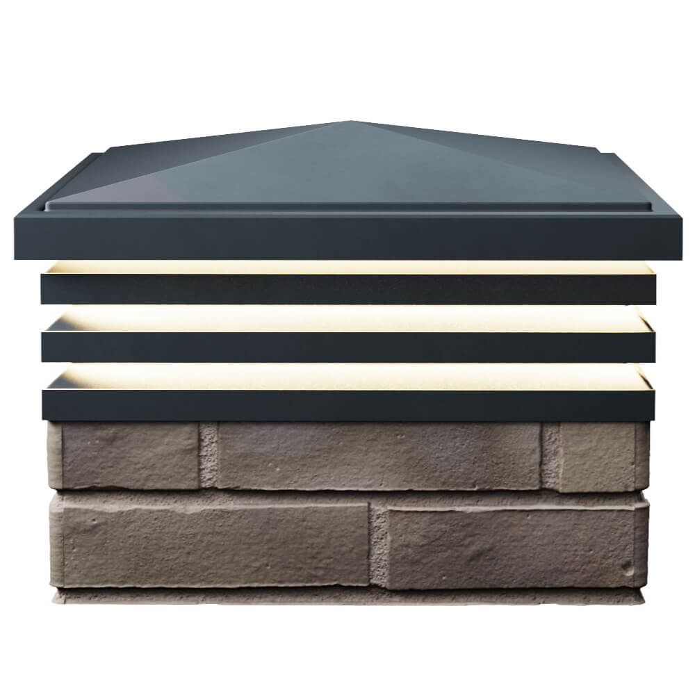 Колпак Zking Бона ХайТек Серый на столб 1.5х1.5 кирпича (385х385мм) с подсветкой в Магнитогорске фото