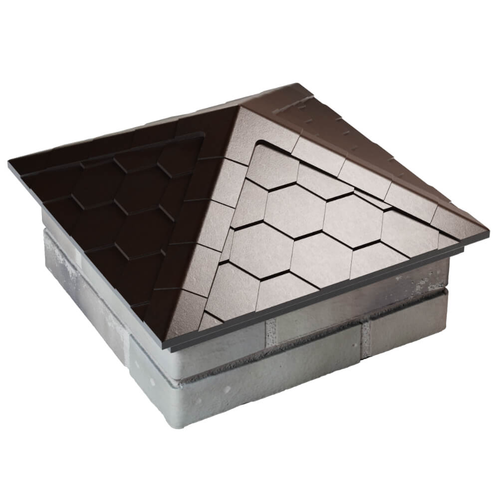 Колпак Zking Эверест Коричневый на столб 1.5х1.5 кирпича (390х390мм) в Магнитогорске фото