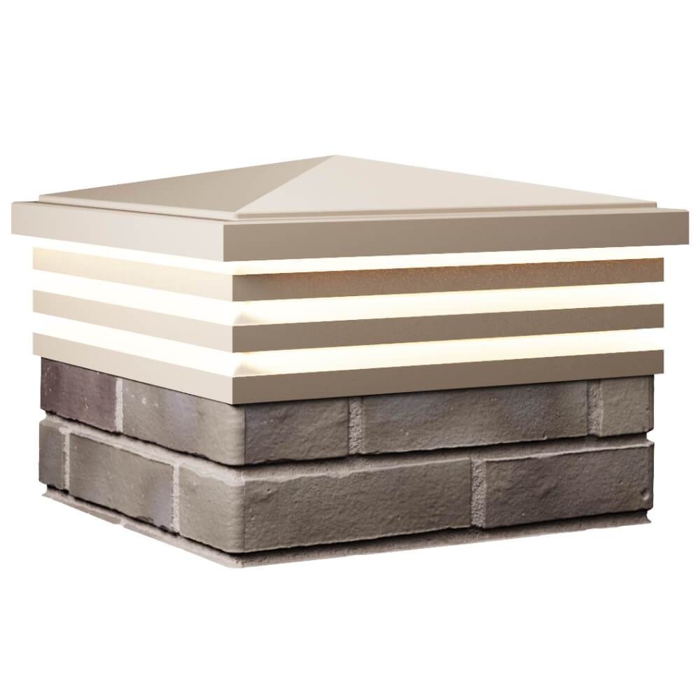 Колпак Zking Бона ХайТек Бежевый на столб 1.5х1.5 кирпича (385х385мм) с подсветкой в Магнитогорске фото