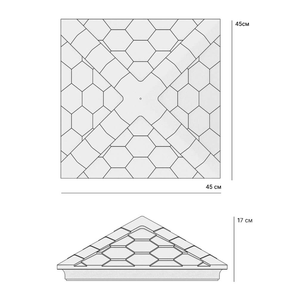 Колпак Zking Эверест Серый на столб 1.5х1.5 кирпича (390х390мм) в Магнитогорске фото