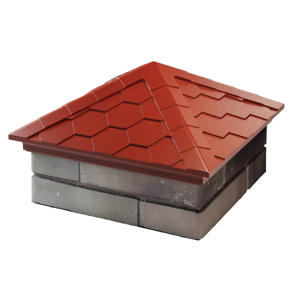 Колпак Zking Эверест Красный на столб 1.5х1.5 кирпича (390х390мм) в Магнитогорске фото