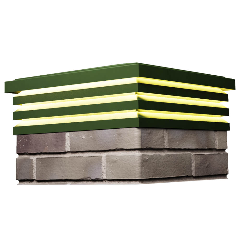 Колпак Zking Бона ХайТек Зеленый на столб 1.5х1.5 кирпича (385х385мм) с подсветкой в Магнитогорске фото