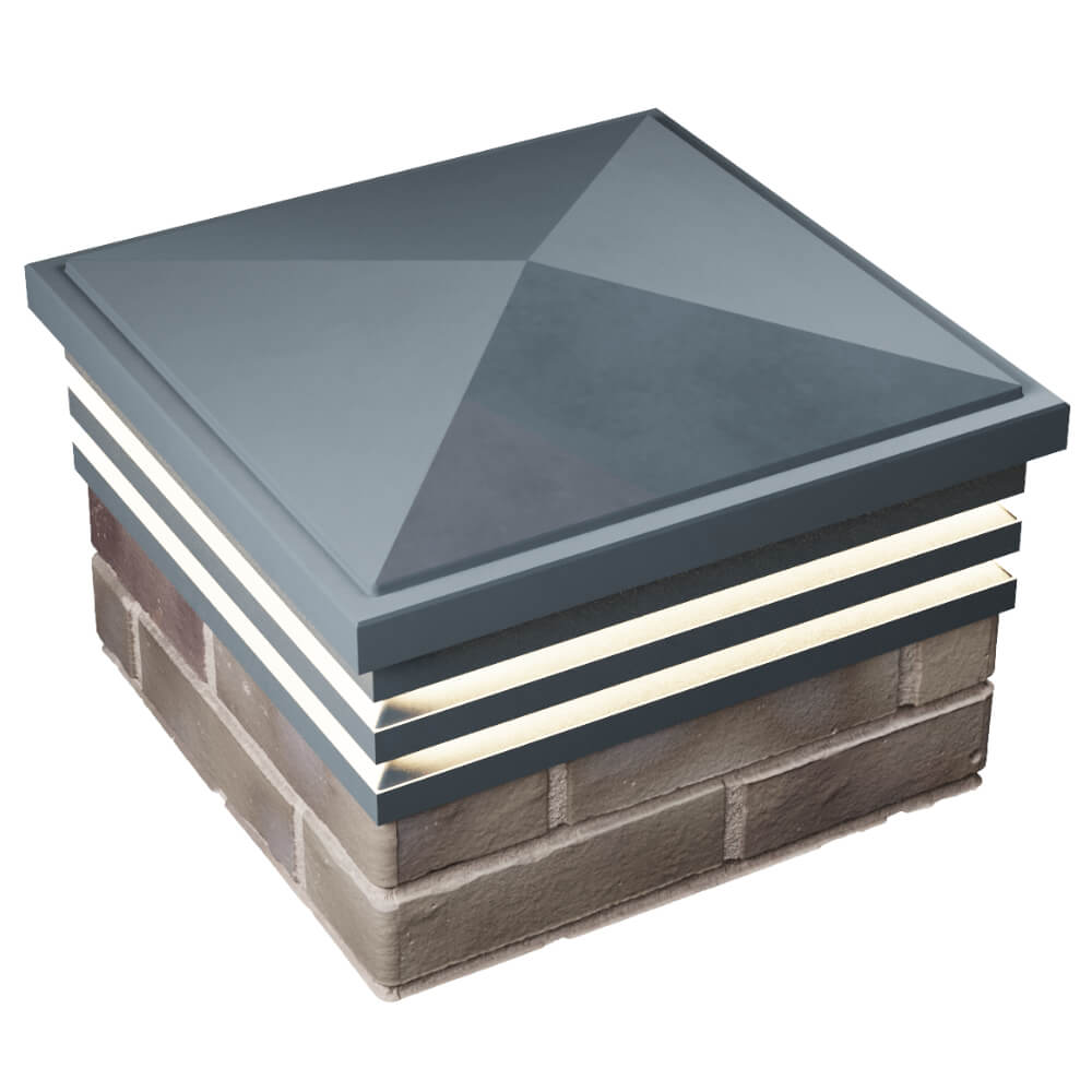 Колпак Zking Бона ХайТек Серый на столб 1.5х1.5 кирпича (385х385мм) с подсветкой в Магнитогорске фото