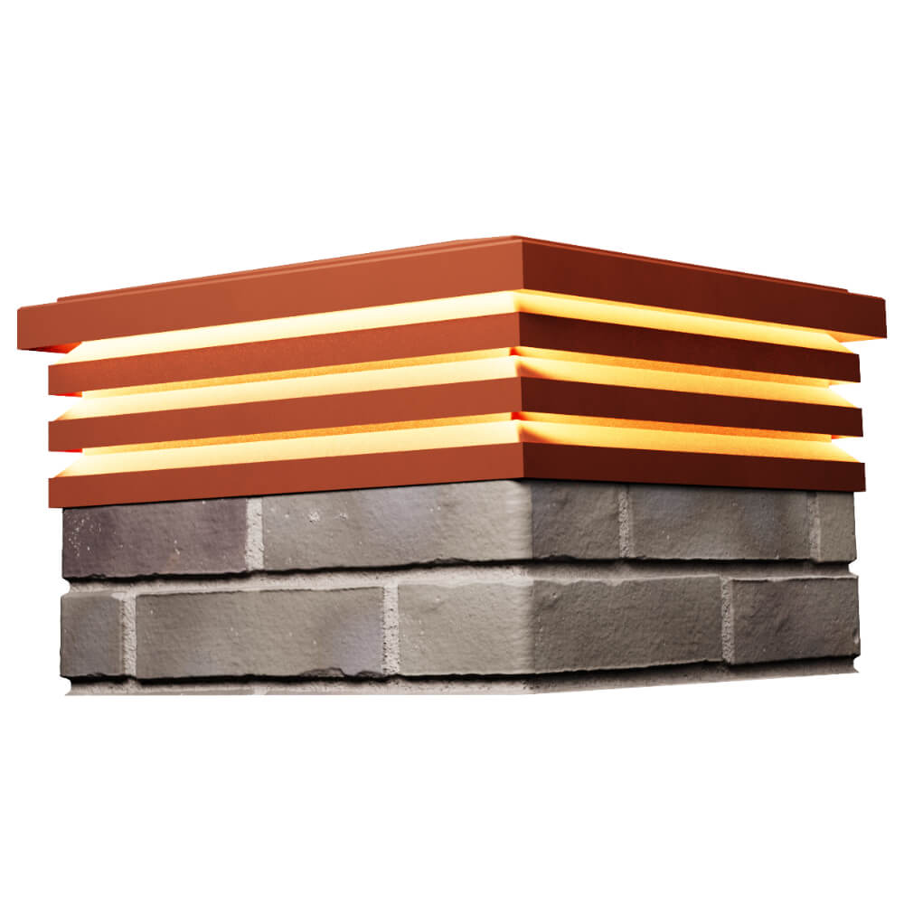 Колпак Zking Бона ХайТек Красный на столб 1.5х1.5 кирпича (385х385мм) с подсветкой в Магнитогорске фото