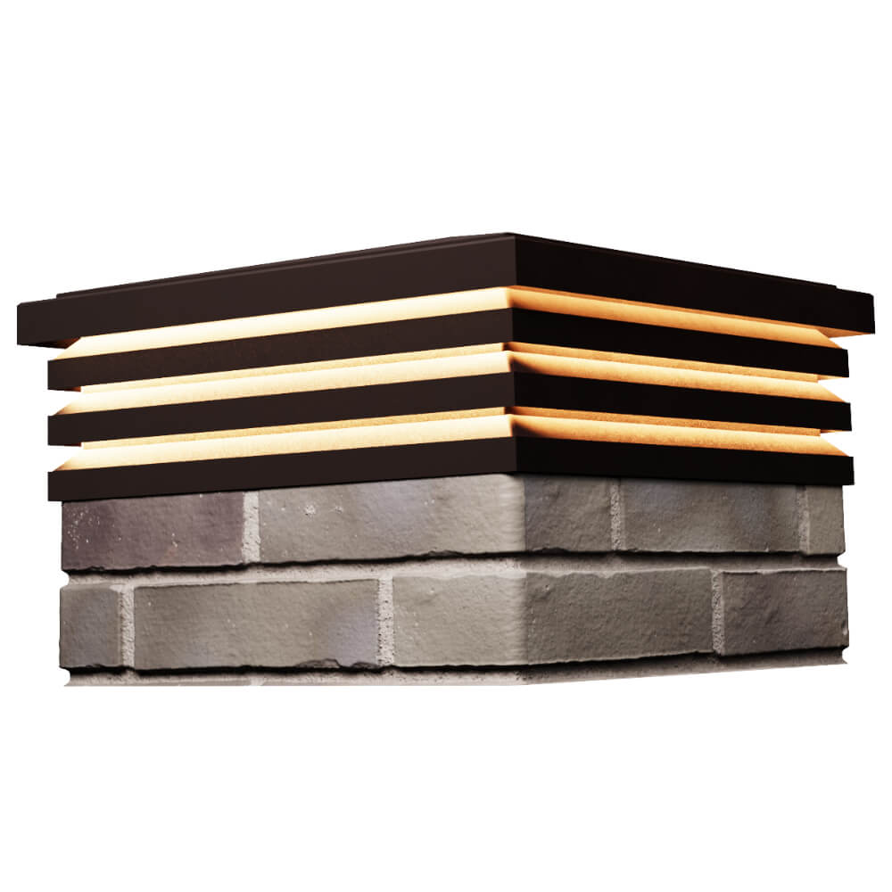 Колпак Zking Бона ХайТек Коричневый на столб 1.5х1.5 кирпича (385х385мм) с подсветкой в Магнитогорске фото