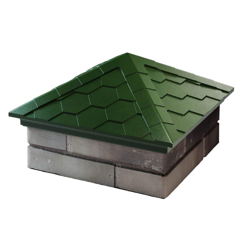 Колпак Zking Эверест Зеленый на столб 1.5х1.5 кирпича (390х390мм) в Магнитогорске фото