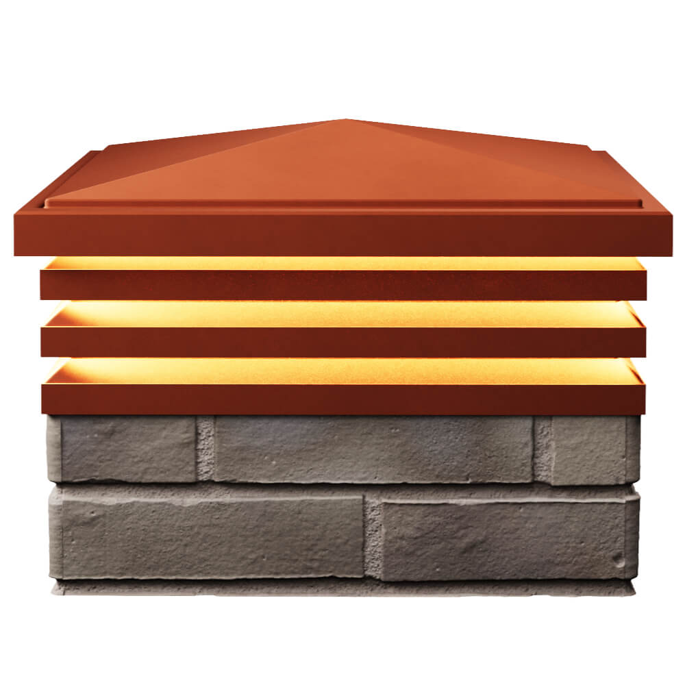 Колпак Zking Бона ХайТек Красный на столб 1.5х1.5 кирпича (385х385мм) с подсветкой в Магнитогорске фото