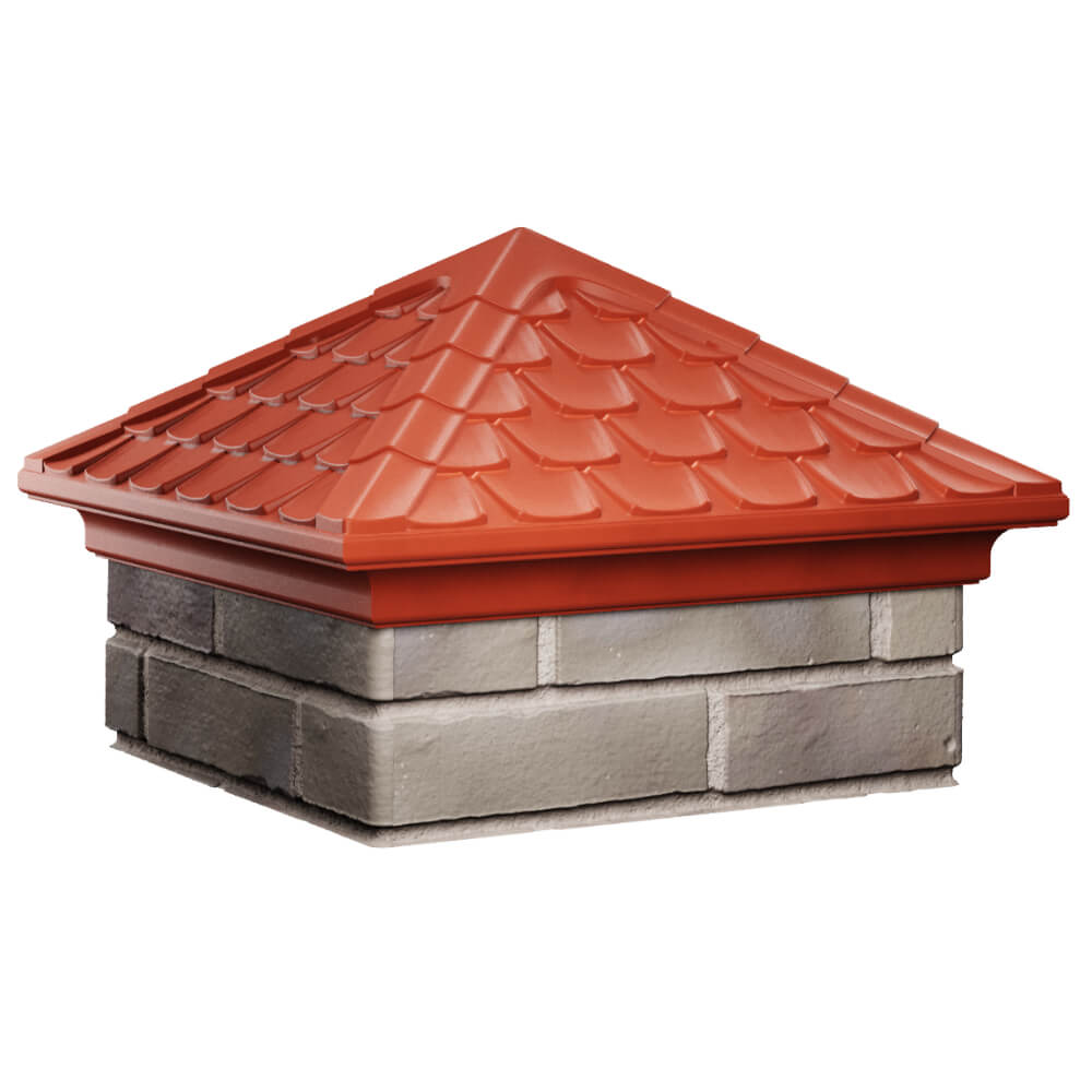 Колпак Zking Эльбрус Красный на столб 1.5х1.5 кирпича (385х385мм) в Магнитогорске фото