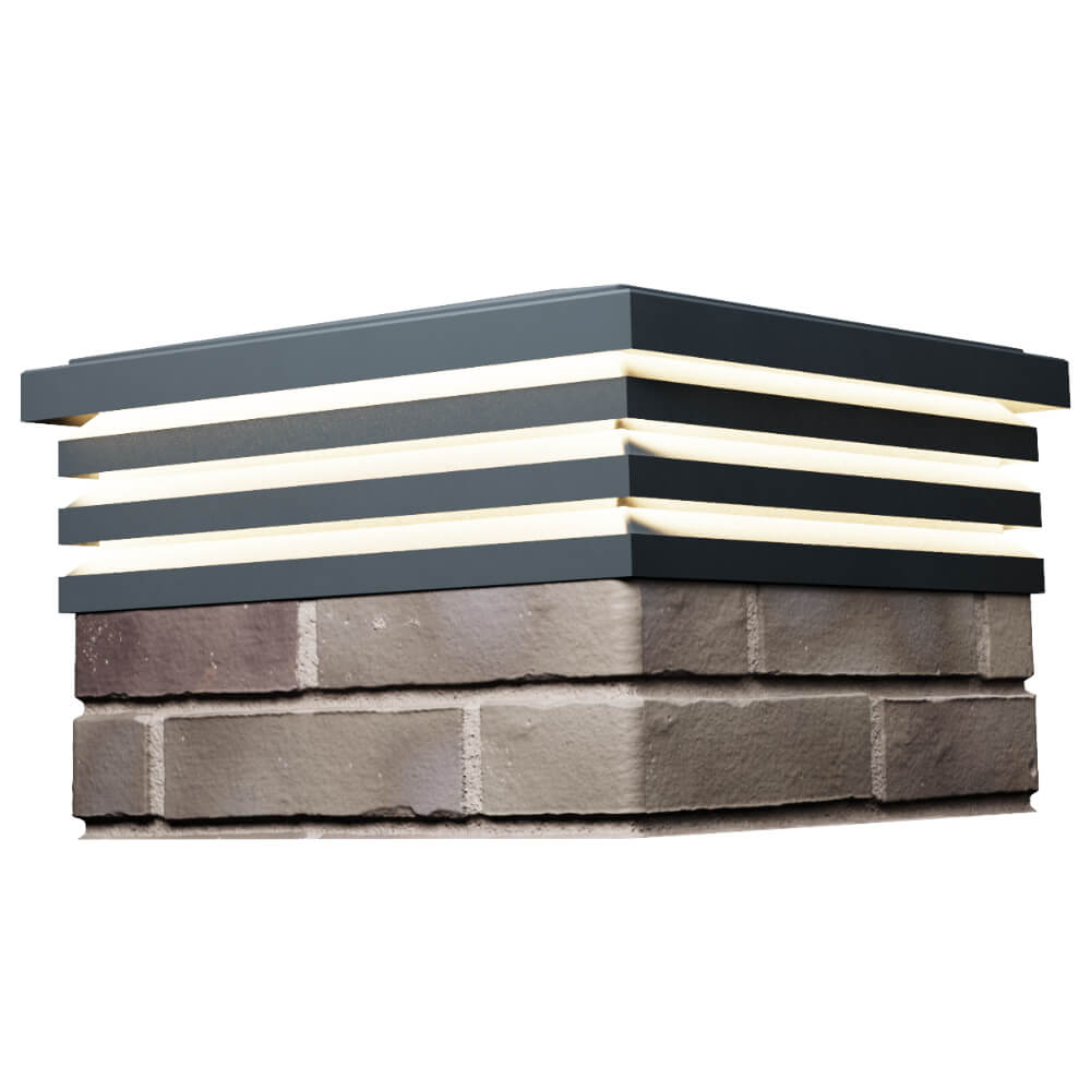 Колпак Zking Бона ХайТек Серый на столб 1.5х1.5 кирпича (385х385мм) с подсветкой в Магнитогорске фото