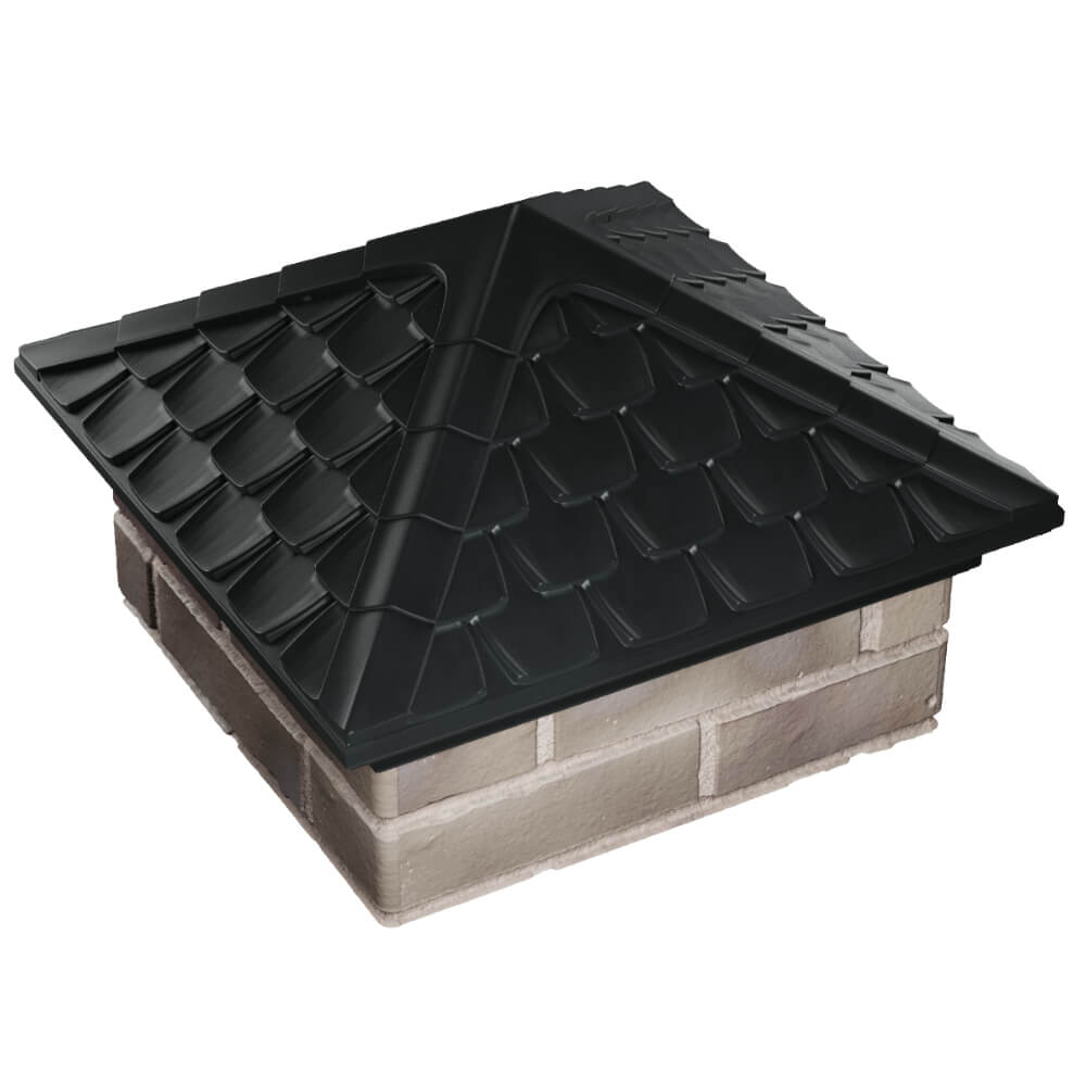 Колпак Zking Эльбрус Черный на столб 1.5х1.5 кирпича (385х385мм) в Магнитогорске фото