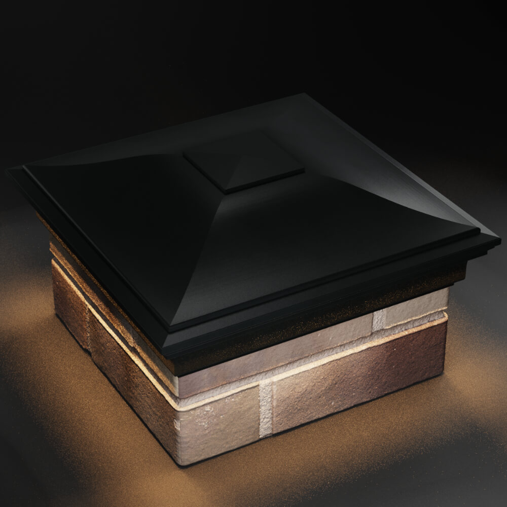 Колпак Zking Монблан Черный на столб 1.5х1.5 кирпича (385х385мм) с подсветкой в Магнитогорске фото