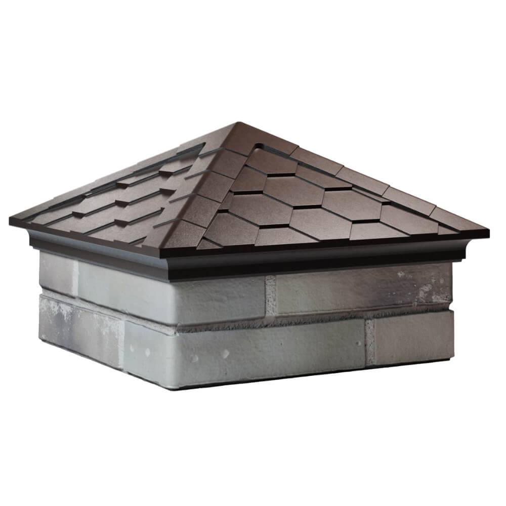 Колпак Zking Эверест Коричневый на столб 1.5х1.5 кирпича (390х390мм) в Магнитогорске фото