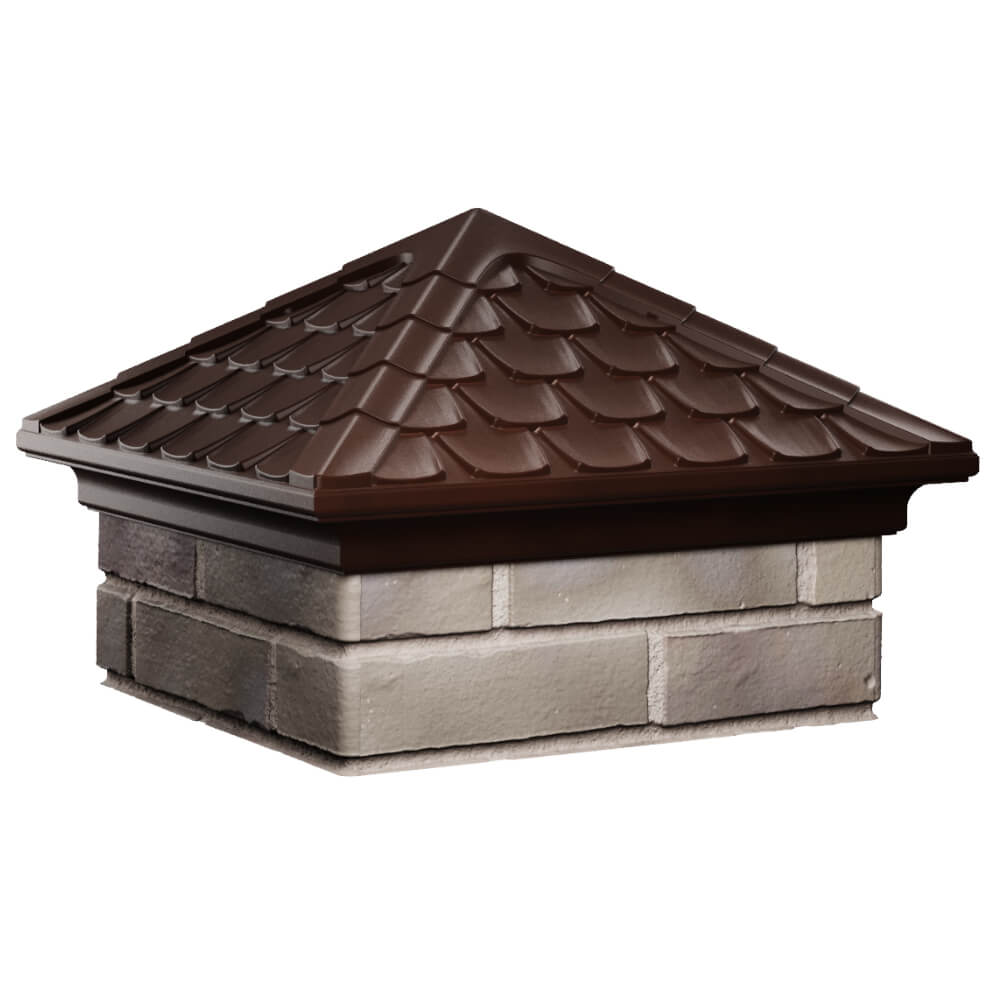 Колпак Zking Эльбрус Коричневый на столб 1.5х1.5 кирпича (385х385мм) в Магнитогорске фото