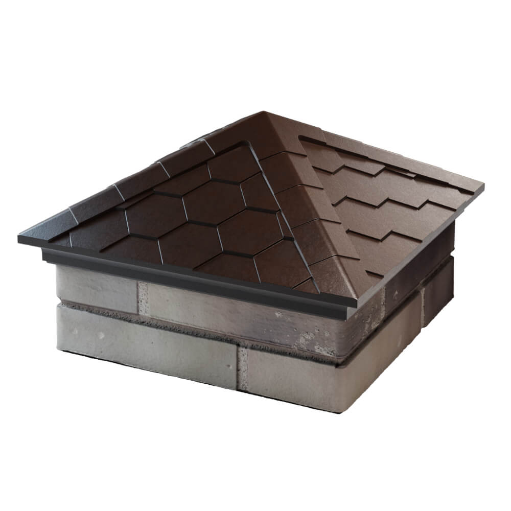 Колпак Zking Эверест Коричневый на столб 1.5х1.5 кирпича (390х390мм) в Магнитогорске фото