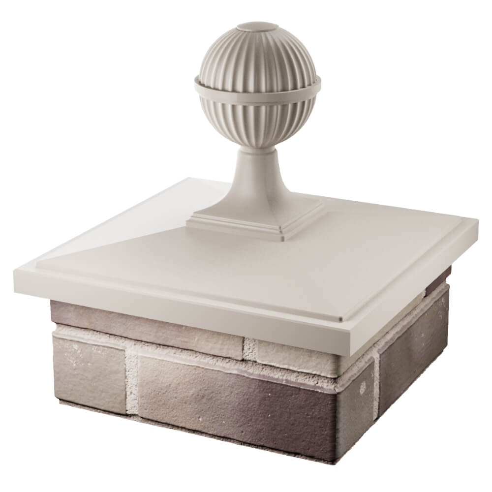 Колпак Zking БонаМоно Бежевый с шаром на столб 1.5х1.5 кирпича (385х385, 400х400мм) в сборе в Магнитогорске фото